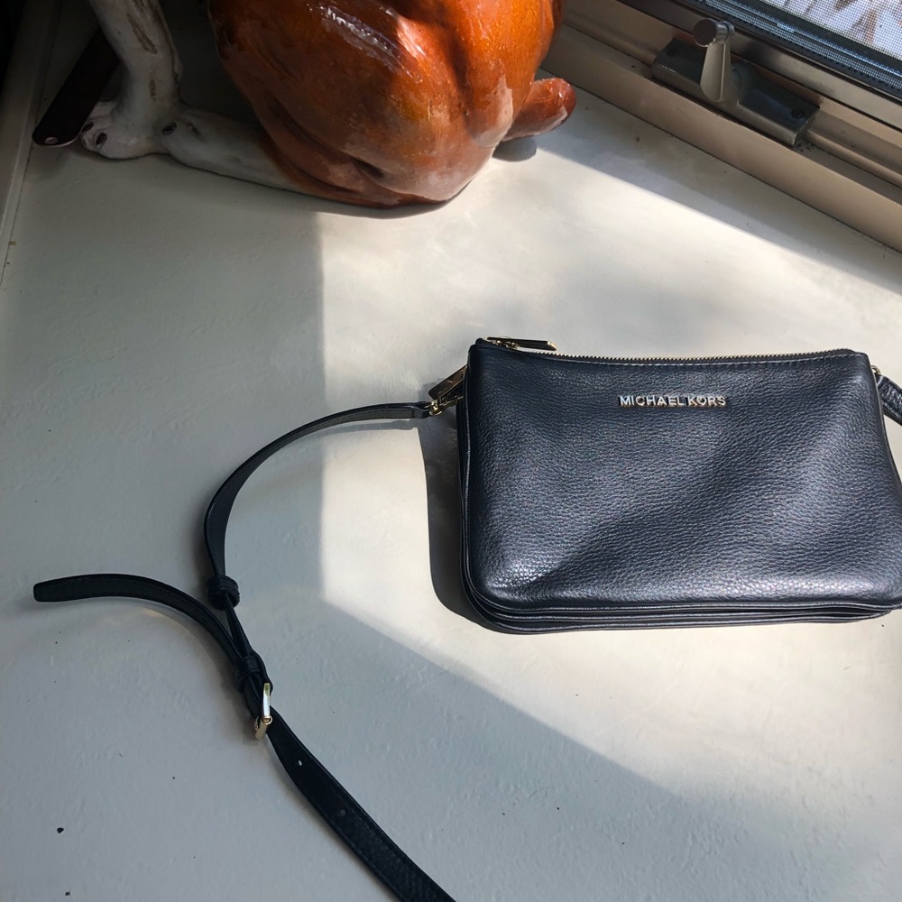 Michael Kors Trifold Black Leather Shoulder Bag